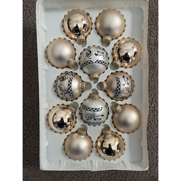 12 Vintage Christmas By Krebs Glass Ornaments Native...